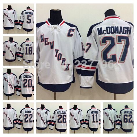 

New York Rangers Hockey 27 Ryan McDonagh Stadium Series Jersey 18 Marc Staal 20 Chris Kreider 62 Carl Hagelin 5 Dan Girardi, White