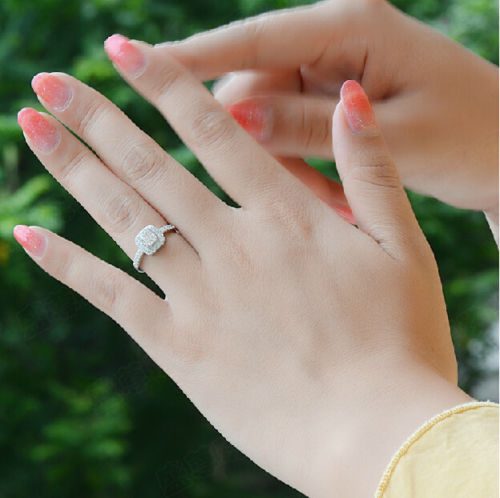 Luxury 3CT Size 5-10 jewelry 10k white gold filled white topaz Women Wedding Ring gift