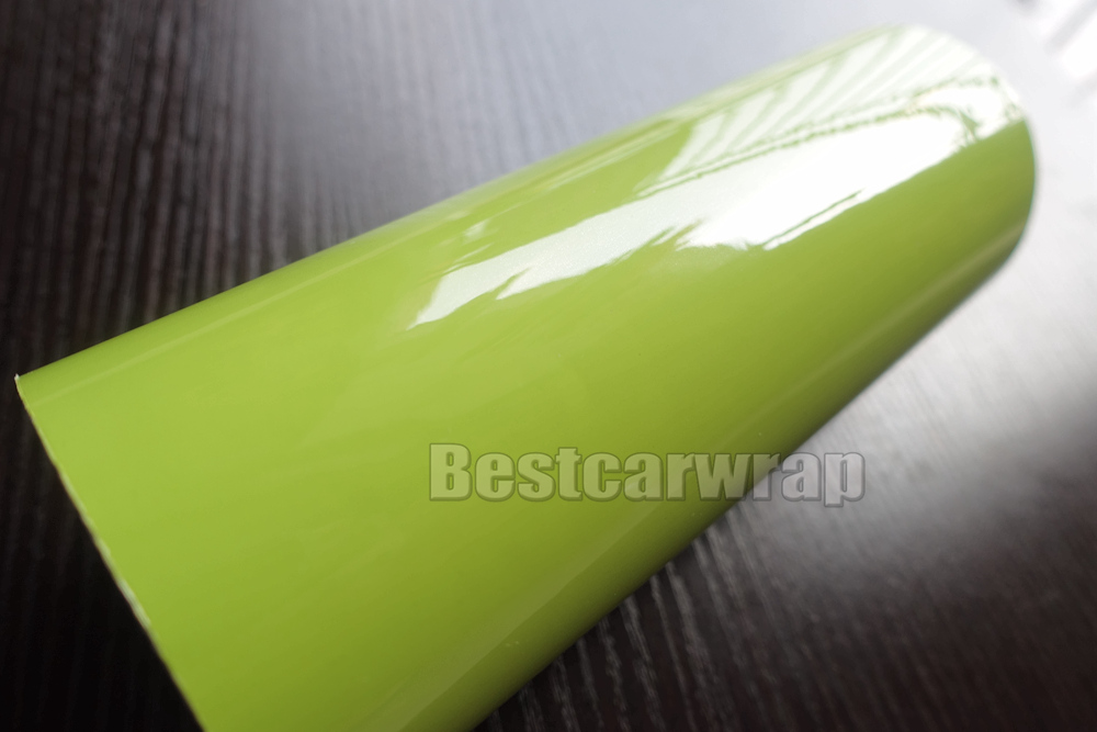 Ultra Glossy fluorescent green Vinyl wrap 3 Layers High Gloss Car Wrap Film with air Free Like 3m 1080 FOIL Size:1.52*20M/Roll