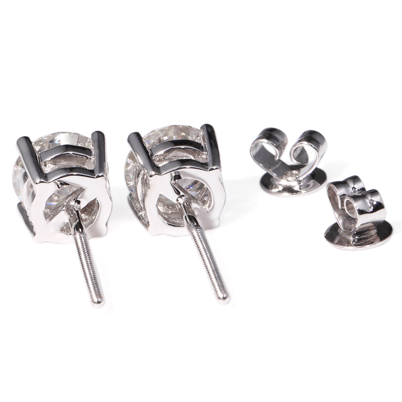 Genuine14K 585 White Gold Screw Back 2 Carat ctw F Color Test Positive Lab Grown Diamond Earrings For Women q171026