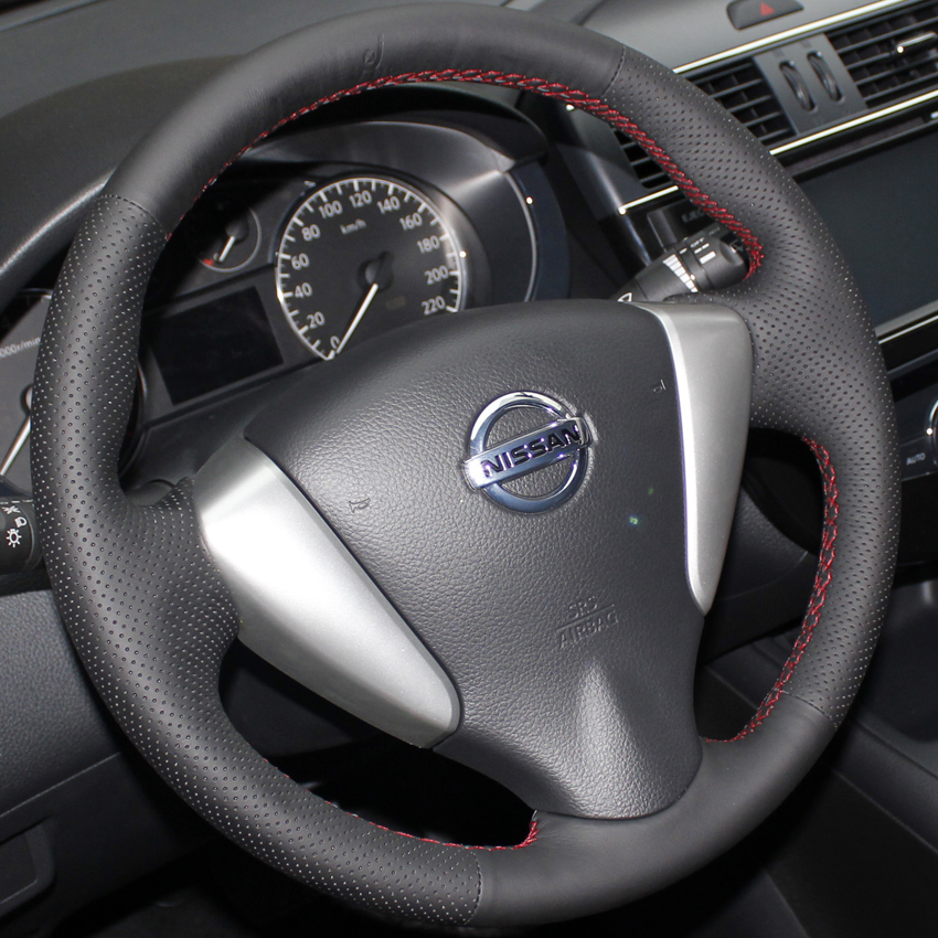 Steering wheel cover Case for NISSAN TIIDA 2011 Bluebird 2012 SYLPHY Genuine leather DIY Car styling Interior decoration Car covers