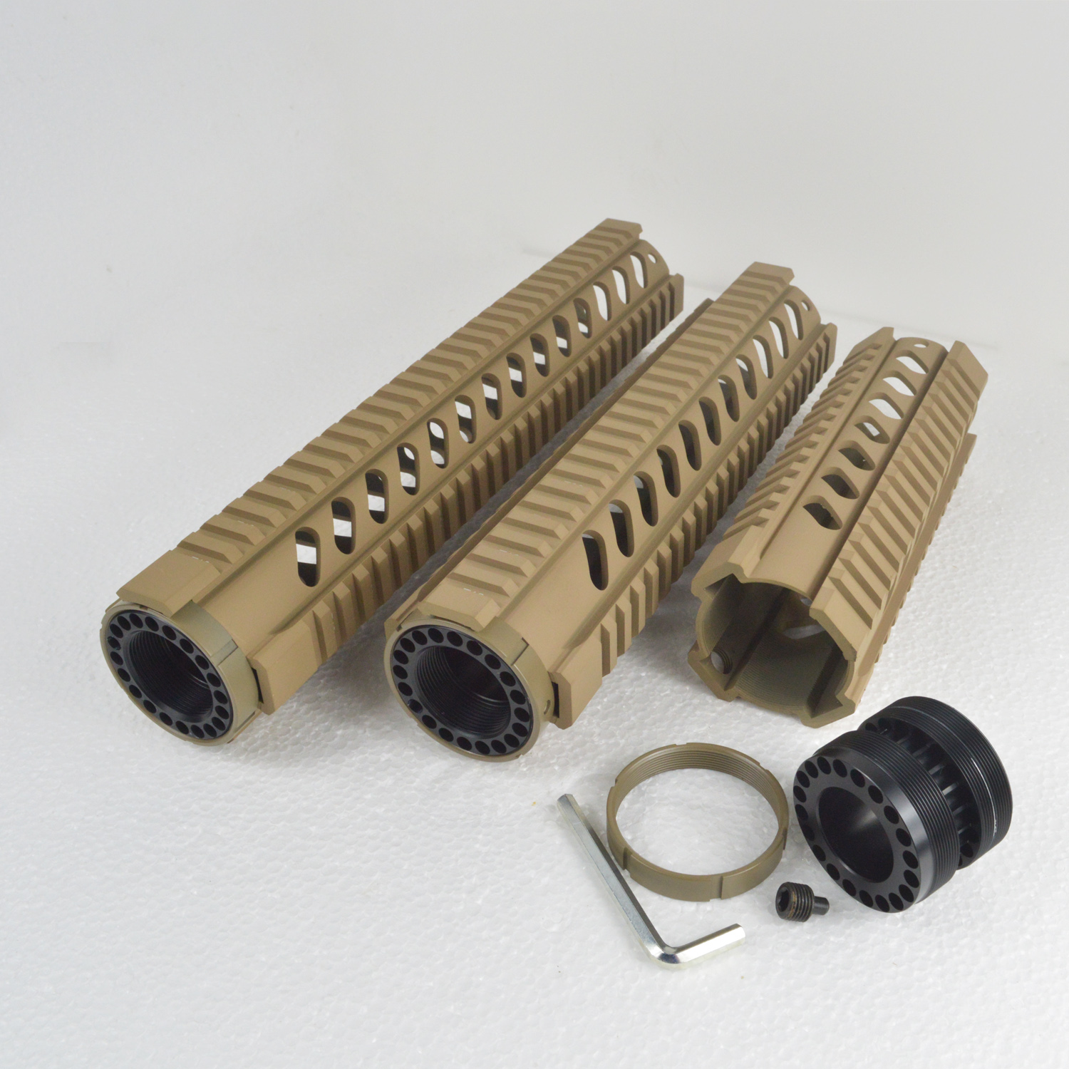 7,10,12 inch Free Float Quad Rail Handguard TAN color High quality CNC Aluminum
7,10,12 inch Free Float Quad Rail Handguard TAN color High quality CNC Aluminum