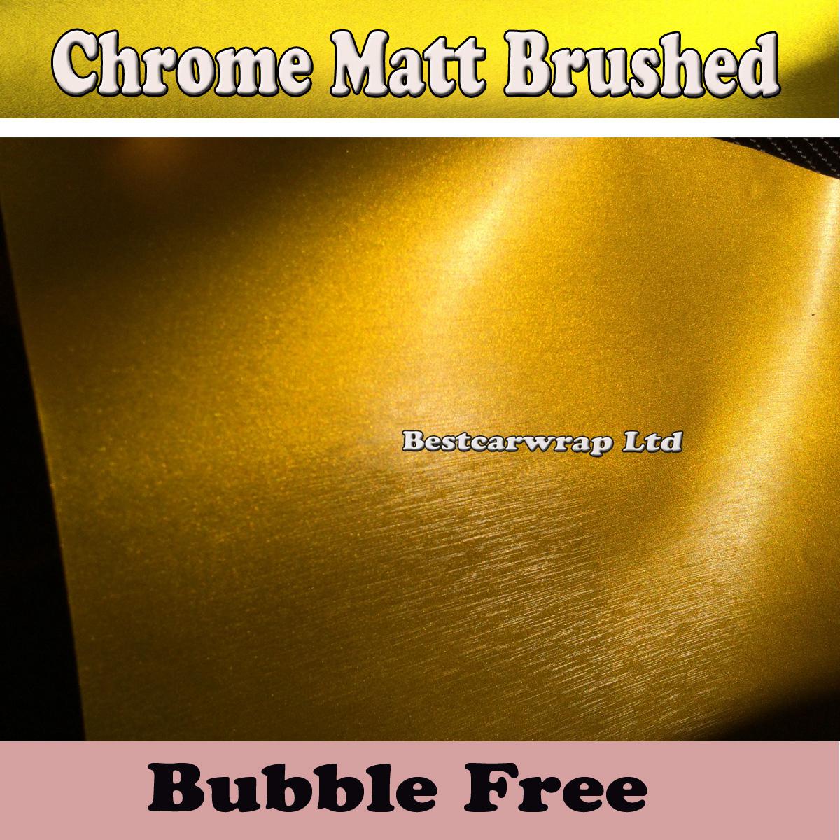 Gold /Yellow Brushed Metallic Chrome Steel Vinyl Wrap For Car Wrap Film With Air Bubble Free Car Sticker Metallic Wraps Size:1.52*20M/Roll