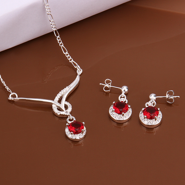 High grade 925 sterling silver Animal Set - Red jewelry sets DFMSS599 brand new brand new Factory direct sale wedding necklace earring ring