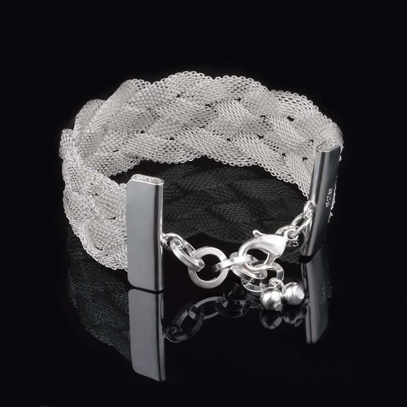 Free Shipping with tracking number Top Sale 925 Silver Bracelet Big Braid Bracelet Silver Jewelry 10Pcs/lot cheap 1600