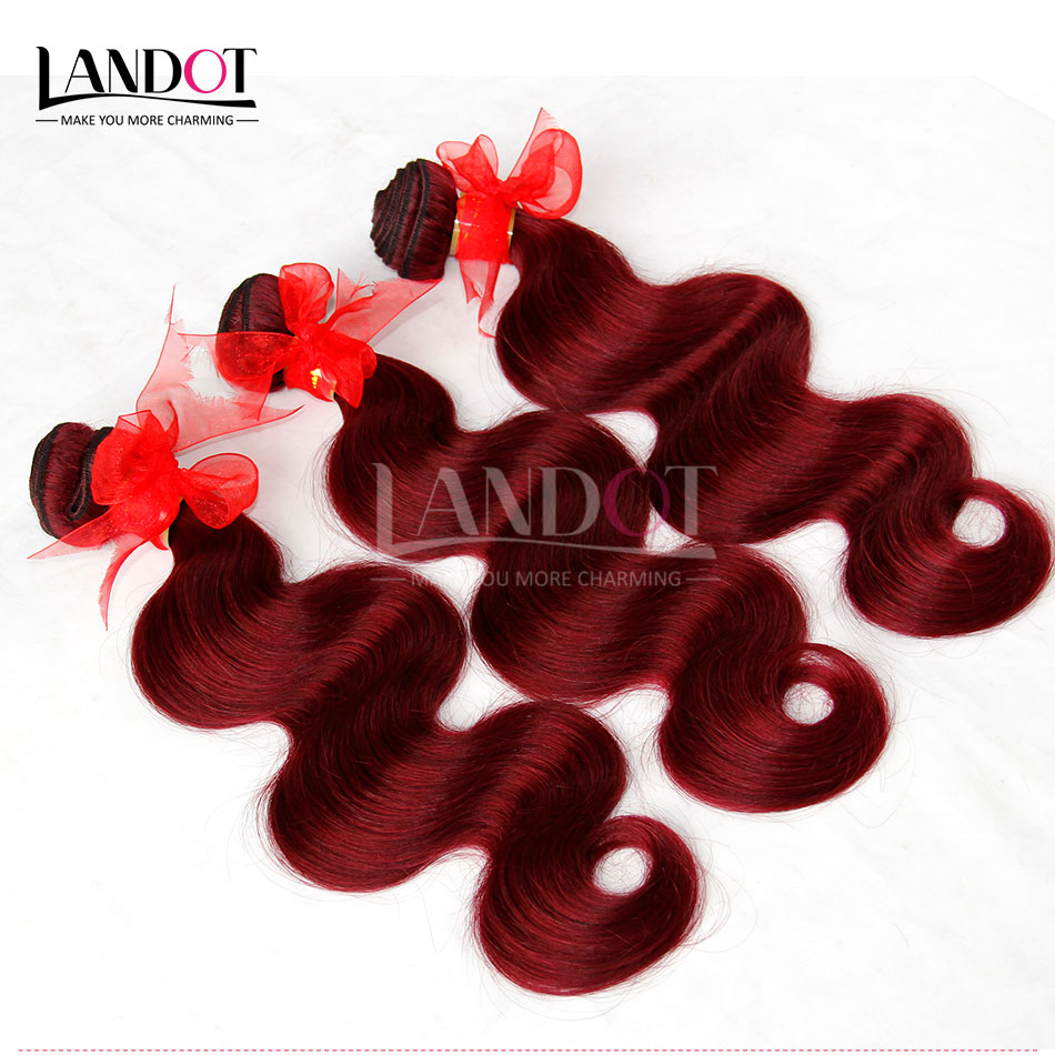 Burgundy Brazilian Virgin Hair Weave Bundles Brazilian Body Wave Wavy Hair 3Pcs Lot Wine Red 99J Cheap Human Hair Extensions Tangle Free