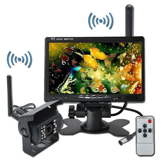 Wireless 7 Inch HD TFT LCD Vehicle Rear View Monitor Backup Camera Parking System With Car Charger for Truck RV Trailer Bus Harvester