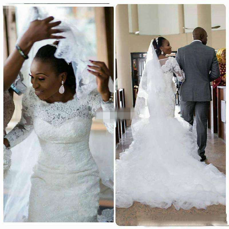 African Mermaid Long Sleeves Wedding Dresses Vintage Custom Made Appliques Bride Lace Train Bridal Wedding 2017 Cheap for sale, Gold
African Mermaid Long Sleeves Wedding Dresses Vintage Custom Made Appliques Bride Lace Train Bridal Wedding 2017 Cheap for sale, Gold