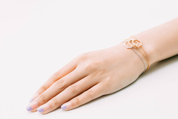 30PCS Simple Hollow Line Hexagon Bracelet Cut Out Open Sexangle Bracelets Geometric Jewelry for Women