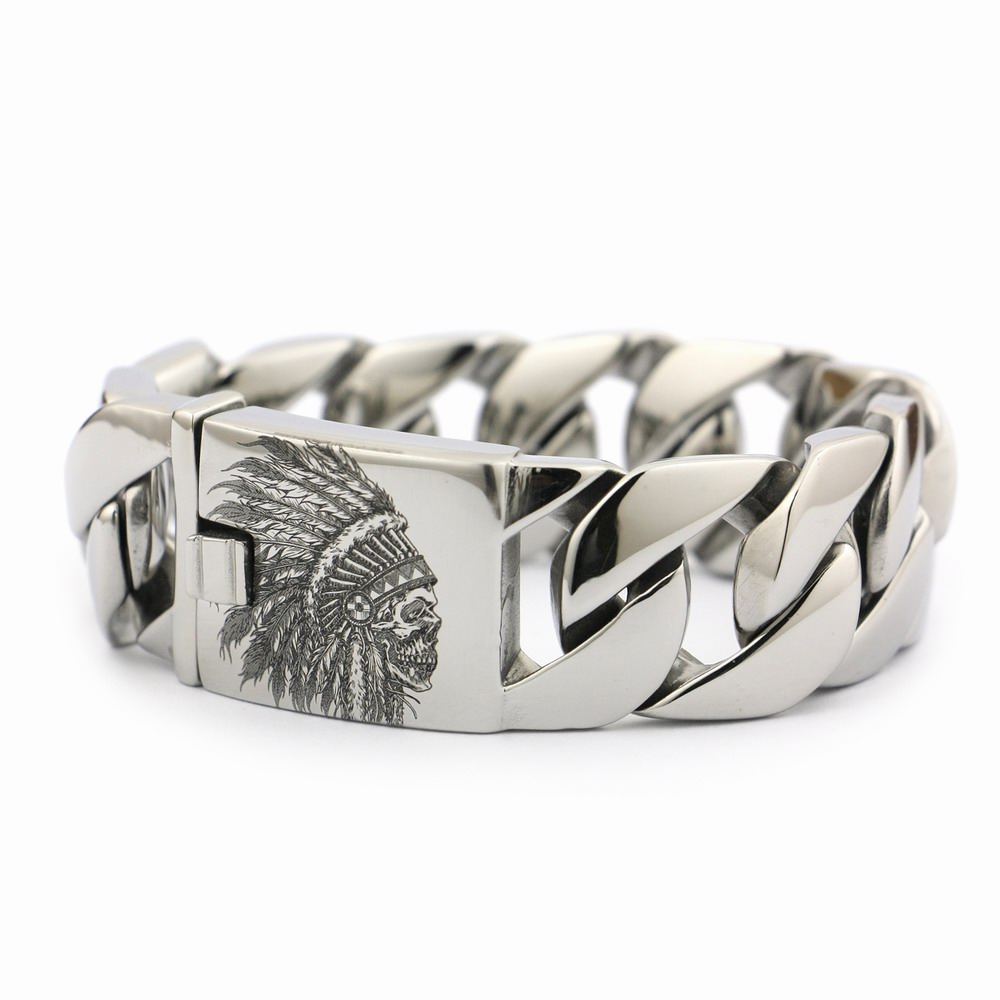 LINSION Deep Engraved Stainless Steel Indian Chief Skull Mens Biker Bracelet 5D301
LINSION Deep Engraved Stainless Steel Indian Chief Skull Mens Biker Bracelet 5D301