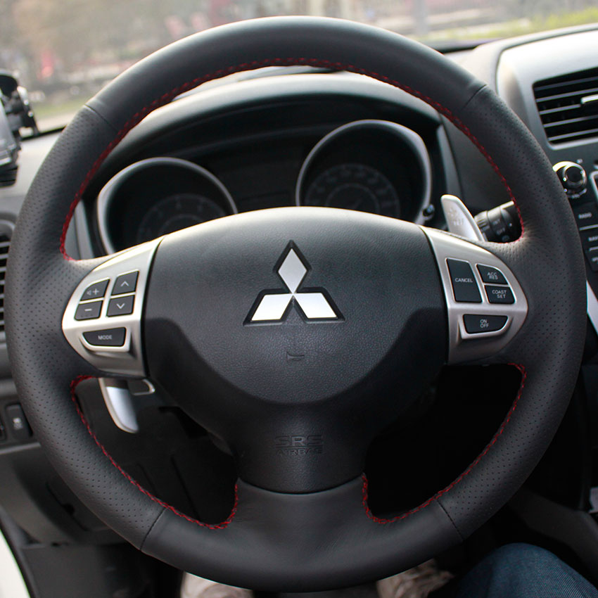 Steering wheel cover Case for Mitsubishi ASK OUTLANDER Lancer EX Genuine leather DIY steering cover Hand-stitch Spesific cover Car styling