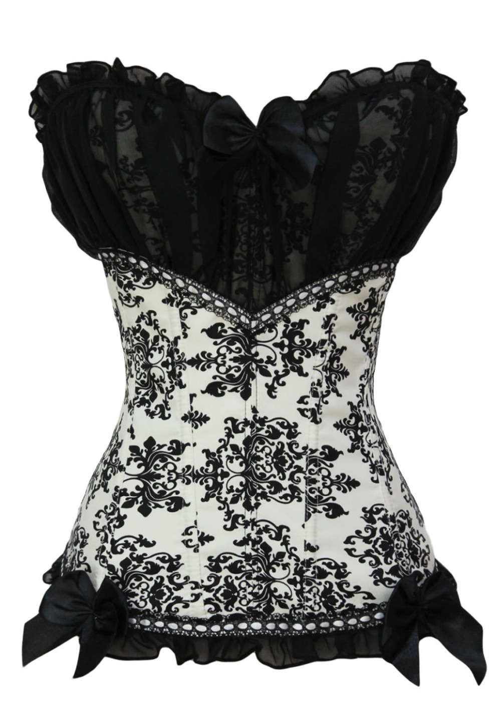 Wholesale-Black White dress Mesh Adorned Corset LC5361 corselet steampunk Sexy Lingerie Elegant Made by soft quality fabric
Wholesale-Black White dress Mesh Adorned Corset LC5361 corselet steampunk Sexy Lingerie Elegant Made by soft quality fabric