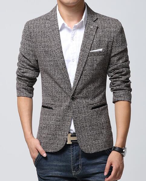 Wholesale-British's Style New Brand Blazer Men Linen Casual Suit Mens Blazers Slim Fit Regular Single Breasted Men Flax Suit Jacket 4XL