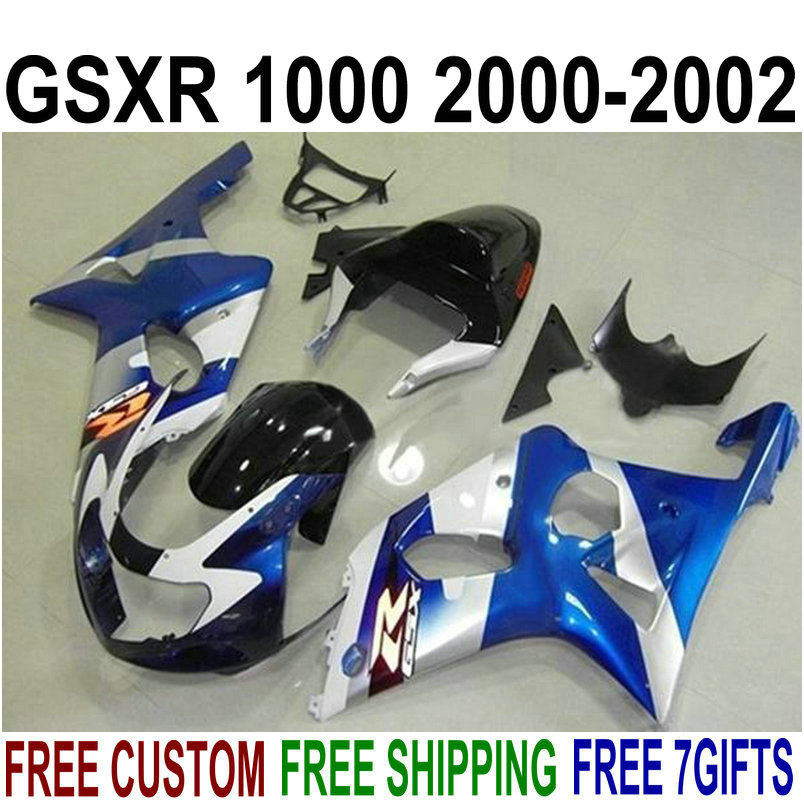 Perfect fit for SUZUKI GSXR1000 K2 2000 2001 2002 blue silver black plastic fairing kit GSX-R1000 00 01 02 fairings set HV45, Same as the picture shows
Perfect fit for SUZUKI GSXR1000 K2 2000 2001 2002 blue silver black plastic fairing kit GSX-R1000 00 01 02 fairings set HV45, Same as the picture shows