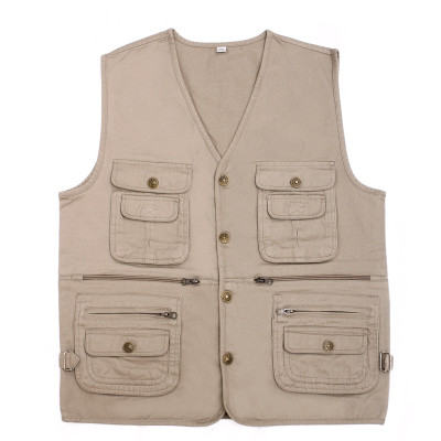 Fall-Free shipping Hot 2016 men's plus size jacket denim vest and outdoor casual multi-pocket Journalist and Photographer Waistcoat