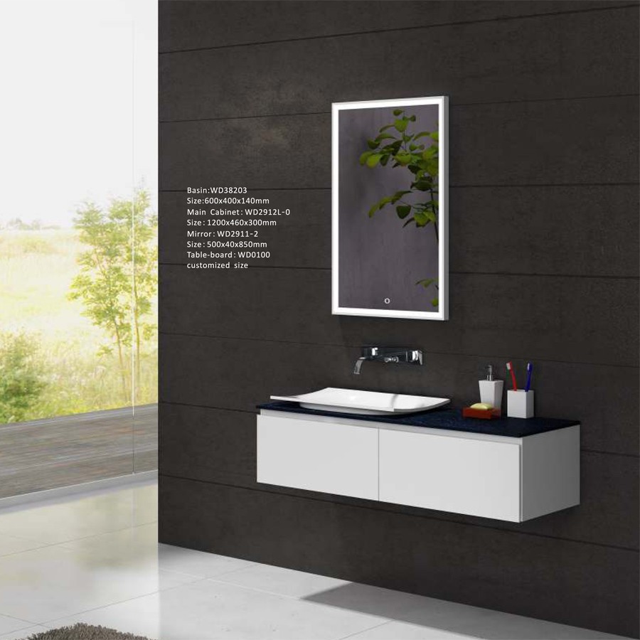 1200mm Modern Up-market Design Units Pre-assembled in factory Soft closing technique Solid Surface Stone Quartz Wall Hung Vanity 2912L