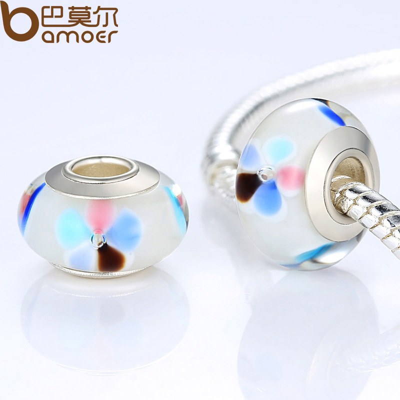 Wholesale-Wholesale European Style Silver Murano Glass Beads Jewelry Making for DIY Bracelets Necklace Mixed Colors in Bulk 50pcs/lot
