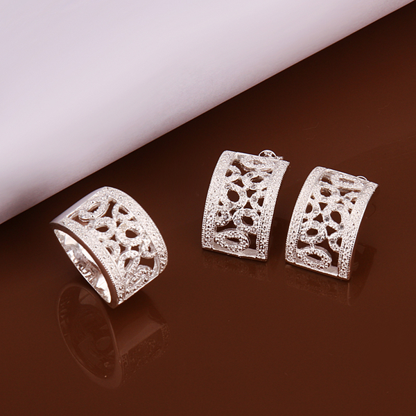 High grade 925 sterling silver Ruby hollow piece jewelry sets DFMSS626 brand new Factory direct sale wedding 925 silver earring ring
