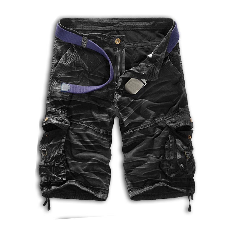 Men's Loose Fit Casual Army Green Camouflage Military Cargo Knee Length Shorts Without Belt Spring Summer shorts