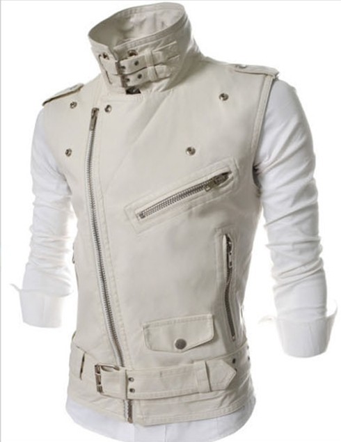 Fall-Free Shipping!Punk style multi-zipper design men's leather vest,Pank-stil' mul'ti- Molniya dizayn muzhskoy kozhanyy zhilet