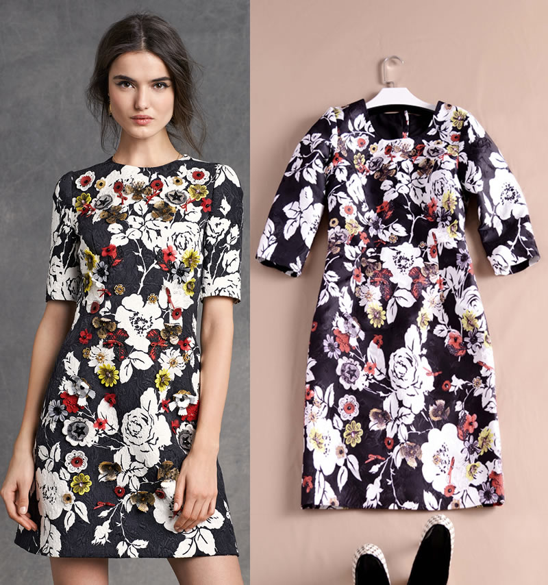 Floral Flower Print Women Sheath Dress Jacquard Short Sleeve Dresses 110822, As pictures
Floral Flower Print Women Sheath Dress Jacquard Short Sleeve Dresses 110822, As pictures