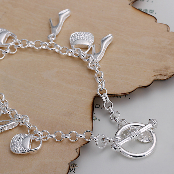 Hot sale best gift 925 silver Hanging shoe bag Bracelet SSCH108, brand new fashion 925 sterling silver plated Chain link bracelets