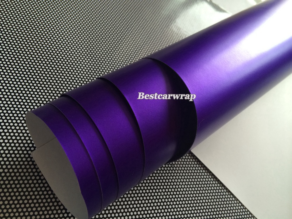Chrome Satin Purple Viny For Car Wrap Purple Satin Matte Chrome With Air Channle For Car styling Unique Wrapping Sticker Cover 1.52x20m/Roll