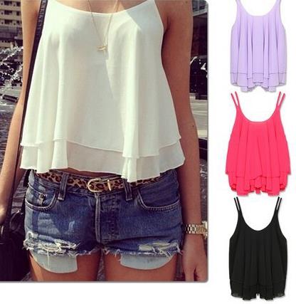 Fashion women chiffon tanks camis blouses shirts sexy lady Ruffle 2 layer vest tops tees summer beach wear clothing gift, Pink
Fashion women chiffon tanks camis blouses shirts sexy lady Ruffle 2 layer vest tops tees summer beach wear clothing gift, Pink