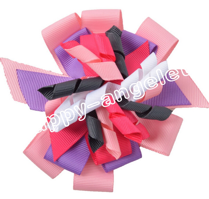 20pcs M2MG Gymboree Baby Hairbows Layered Korker Curlies Ribbon Hair Bows clips Boutique Corker for Children Kids Headwear headbabd PD014