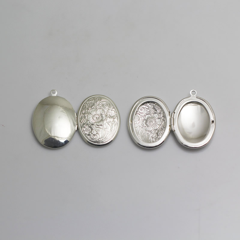 Beadsnice flower locket blank photo locket charm brass oval vintage locket necklace gift findings supplies free shipping ID 3361