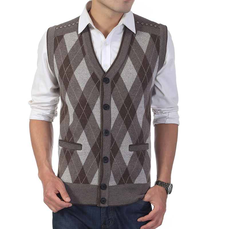 Fall-Autumn Men Knitted Sweater Woolen Vests Male Plaid Single Breasted Sleeveless Vests Cashmere Business Casual Waistcoats W117, Wine red
Fall-Autumn Men Knitted Sweater Woolen Vests Male Plaid Single Breasted Sleeveless Vests Cashmere Business Casual Waistcoats W117, Wine red