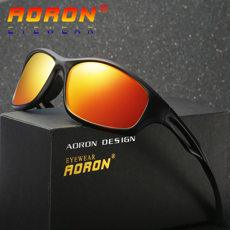 AORON Brand Polarized Sunglasses Driving Goggles Color Mirror HD Lens Sun Glasses TR90 Riding Cycling Sports Eyeglasses New For Men As Gift