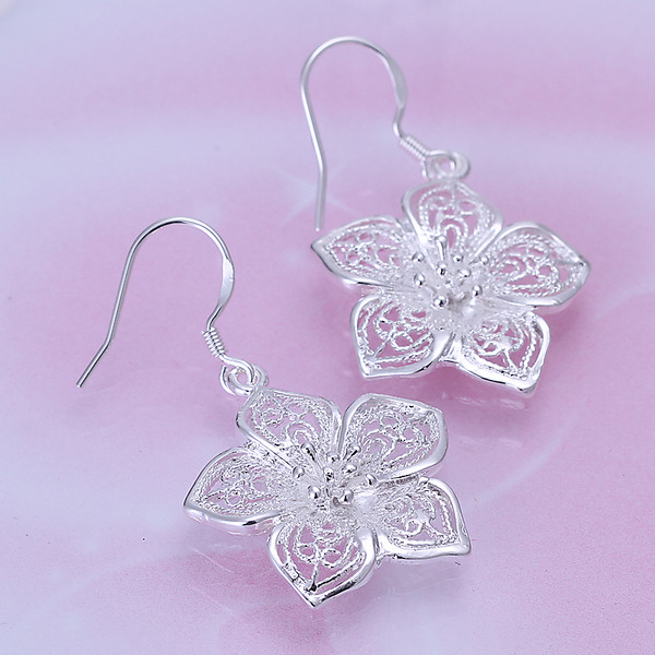 Brand new sterling silver plated Flower earrings DFMSE035,women's 925 silver Dangle Chandelier earrings 10 pairs a lot
