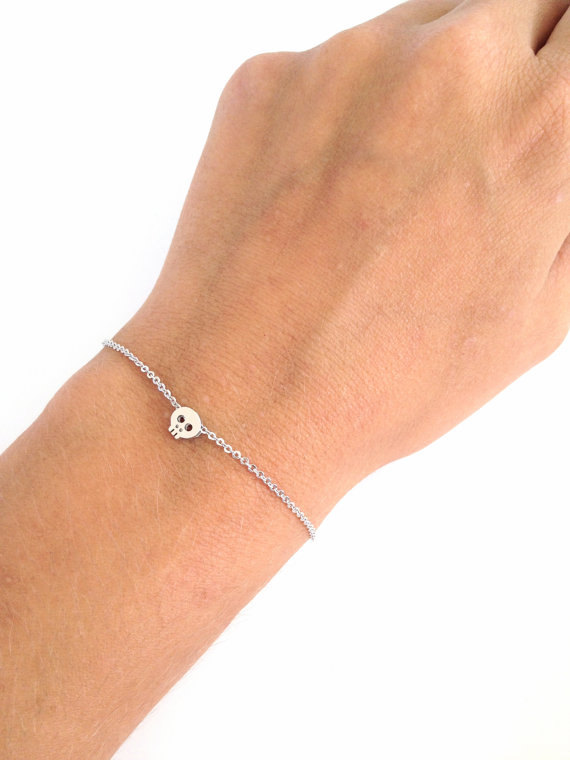 30PCS- B043 Tiny Sugar Skull Bracelet Cute Skeleton Bracelet Simple Animal Skull Face Head Bracelets for women
