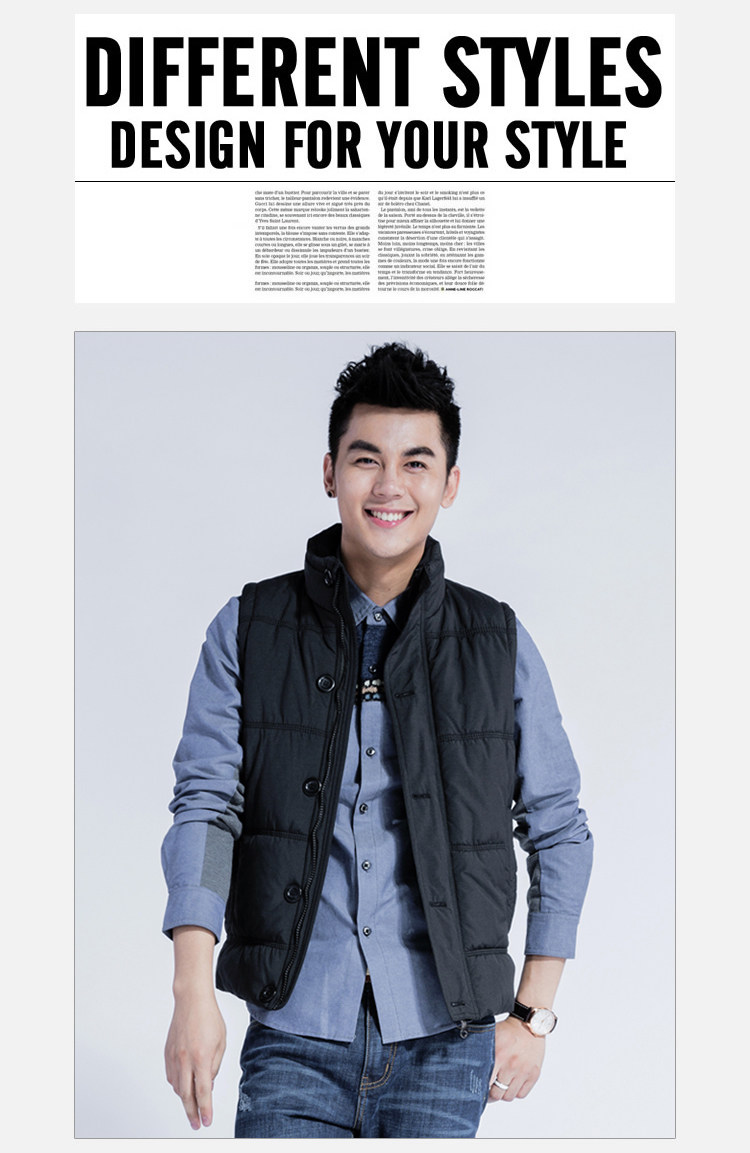 Wholesale- autumn winter hot vest for men casual slim mens sleeveless jacket male vest black/khaki
