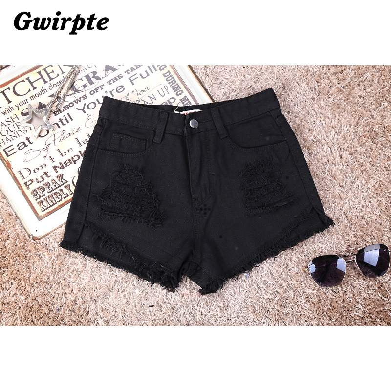 Wholesale- Gwirpte sexy female newborn summer short feminino restore ancient ways of tall waist jean shorts loose cultivate one's morality