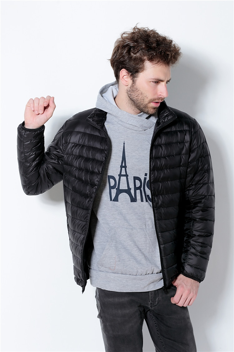 Fall- new design uniqlos stand collar men's fashion plus-size thin and short in down jacket coat Cotton-padded clothes solid dowm