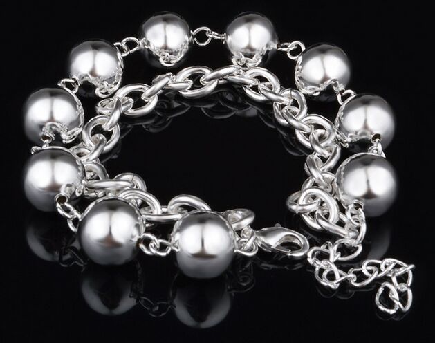 Free Shipping with tracking number Top Sale 925 Silver Bracelet beads Bracelet Silver Jewelry 10Pcs/lot cheap 1566