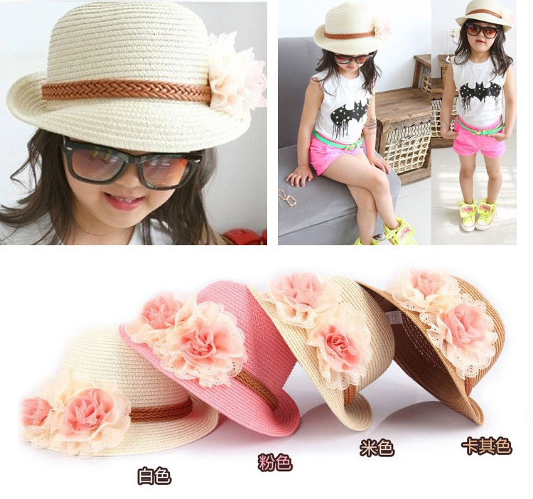 Spring and summer children's large flowers straw hat sun hat female baby princess hat, White
Spring and summer children's large flowers straw hat sun hat female baby princess hat, White