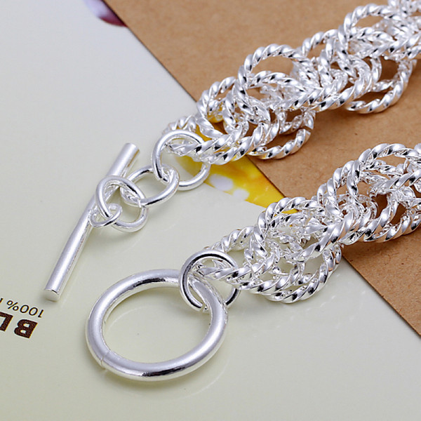 Hot sale gift 925 silver Flash Twist Rough circle bracelet DFMCH240, Brand new 925 sterling silver plated Chain link bracelets high grade