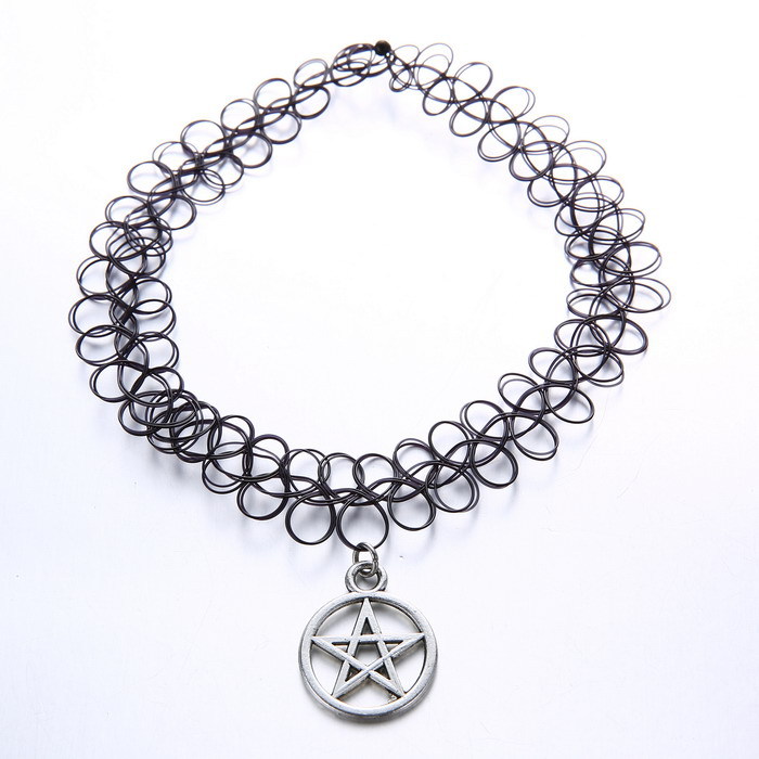Handmade Hot Selling Vintage Stretch Tattoo Choker Necklace Gothic Punk Grunge Henna Elastic with Pendant Necklaces