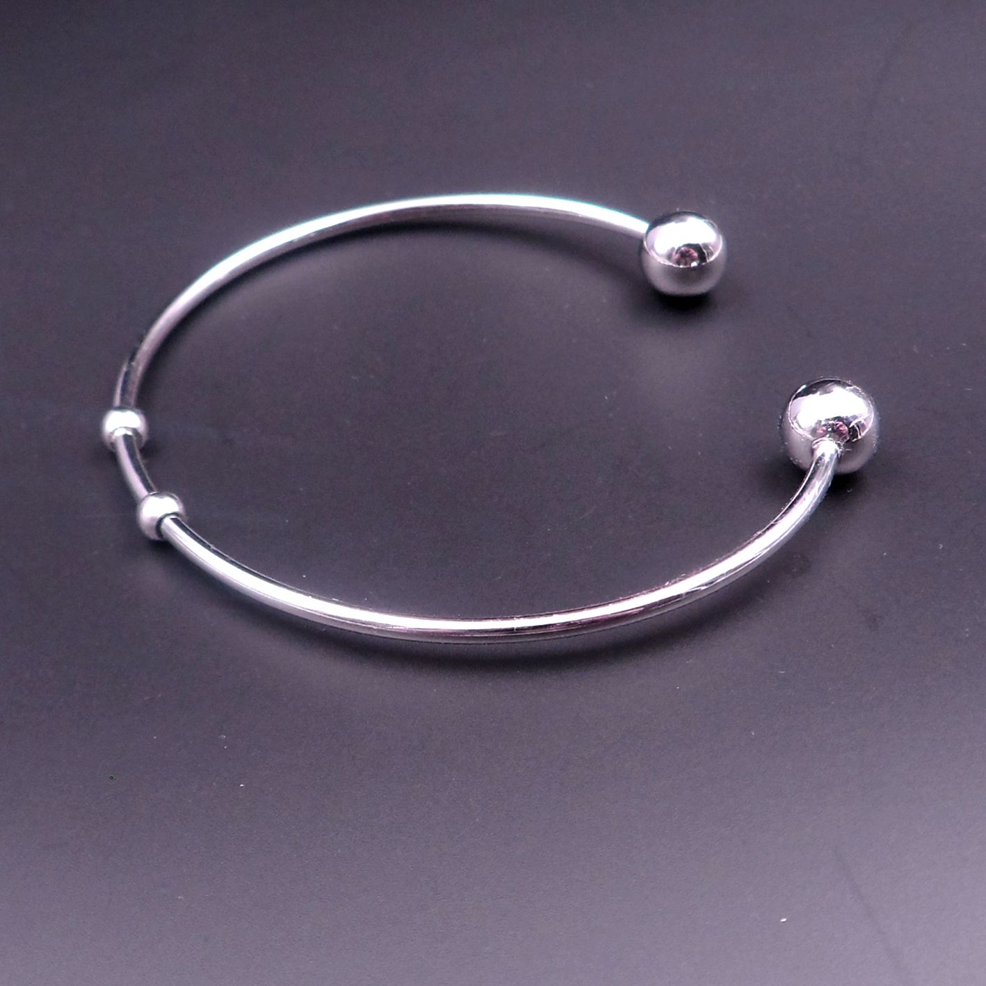 5pcs lOT stainless steel women men Adjustable Bangle Bracelet Fashion Simple design ball end cuff bangle jewelry findings women gifts 2.36''