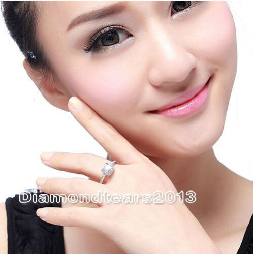 Luxury 3CT Size 5-10 jewelry 10k white gold filled white topaz Women Wedding Ring gift