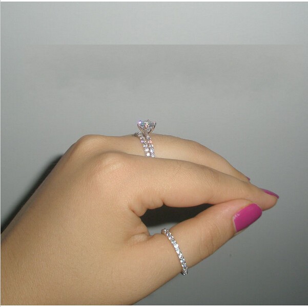 Women Clear Zircon 10KT White Gold Filled Wedding Simulated Dia Bridal Band Ring Set, Size 5-11