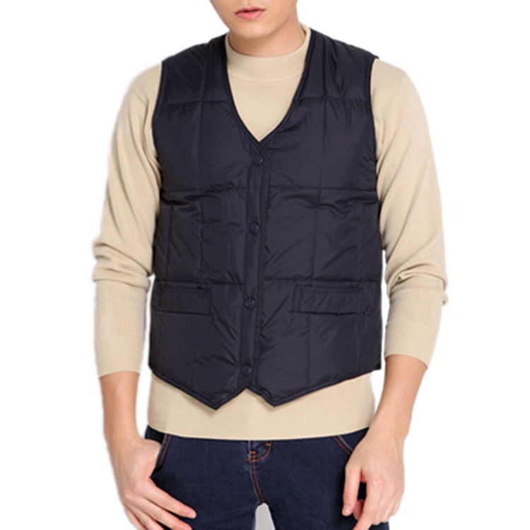 Fall-New Men's Winter Warm Down Vest Casual Middle-Aged Waistcoat V-Neck Single Breasted Sleeveless Jacket Asia/Tag Size L-3XL