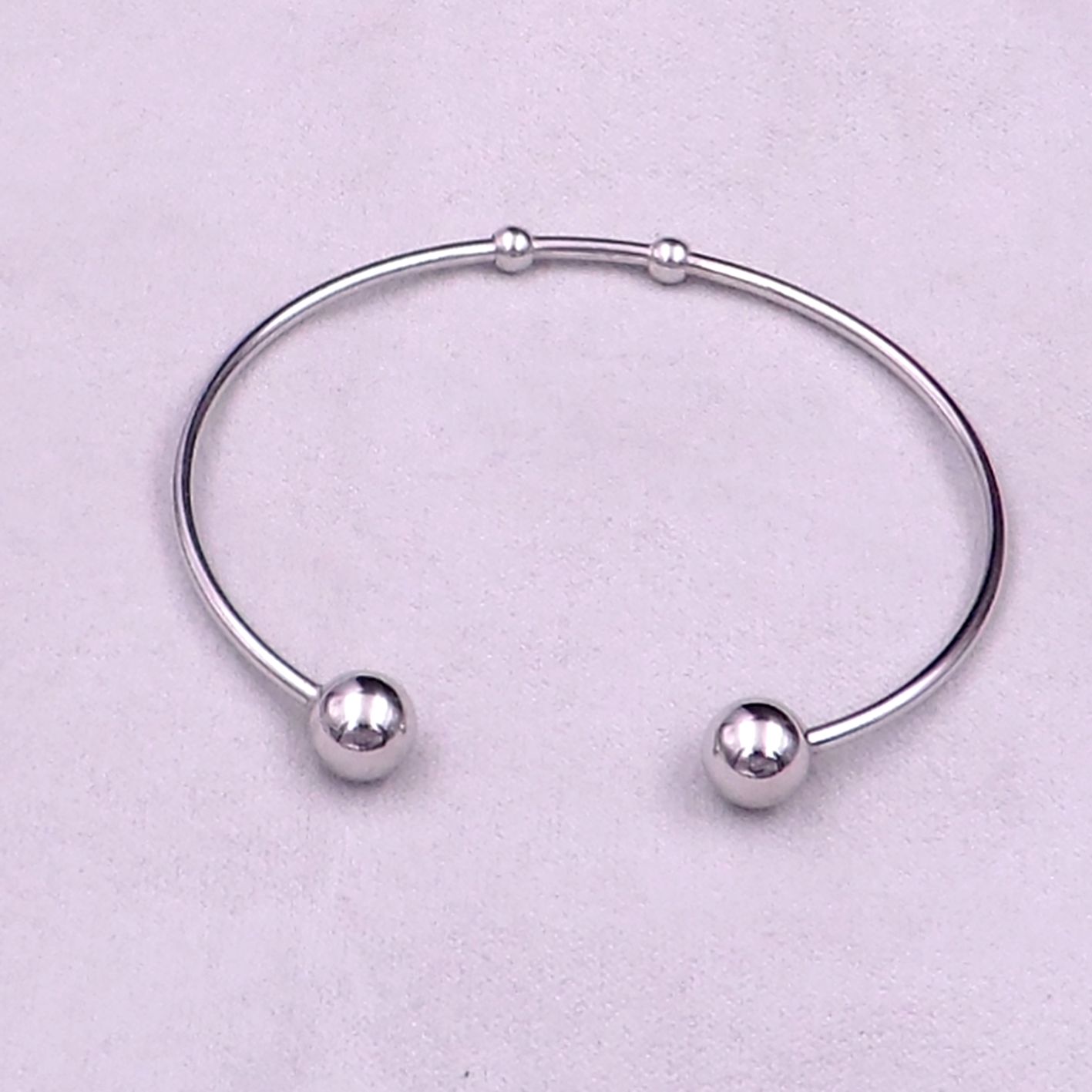 5pcs lOT stainless steel women men Adjustable Bangle Bracelet Fashion Simple design ball end cuff bangle jewelry findings women gifts 2.36''
