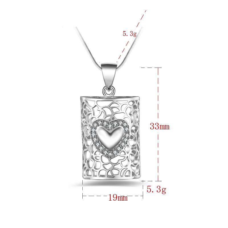 Free shipping fashion high quality 925 silver Heart cards With diamond jewelry 925 silver necklace Valentine's Day holiday gifts hot 1641