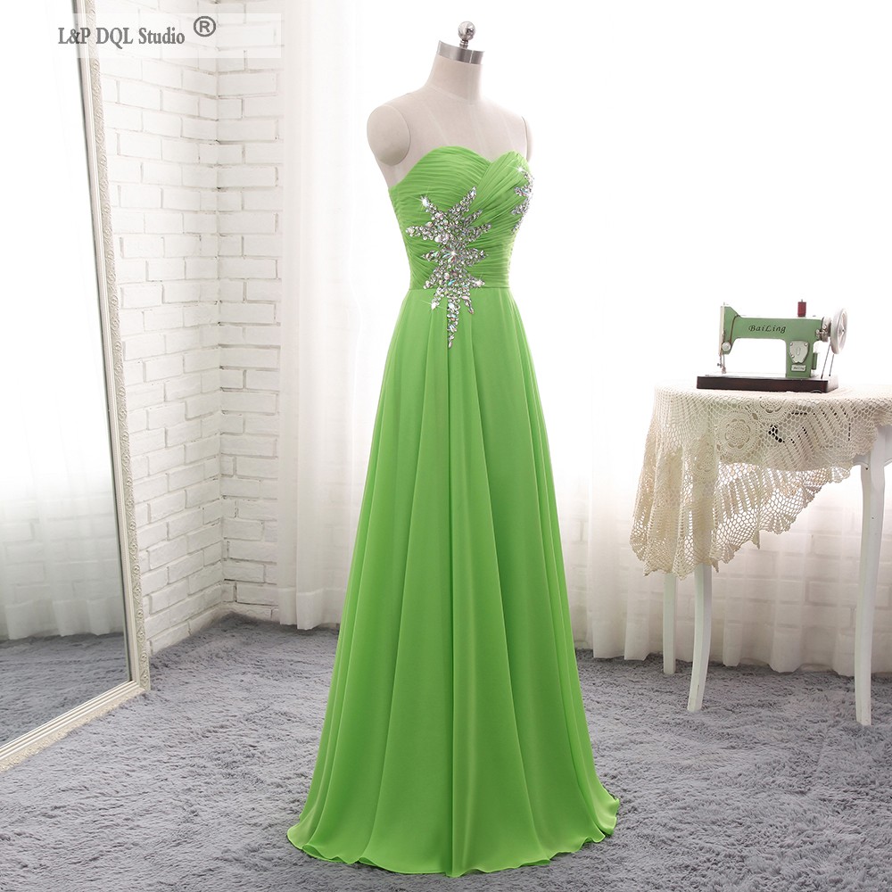 Green Chiffon Bridesmaid Dresses Long Wedding guest dress Royal Blue,Burgundy,Champagne Shining Sequins Beads Dress