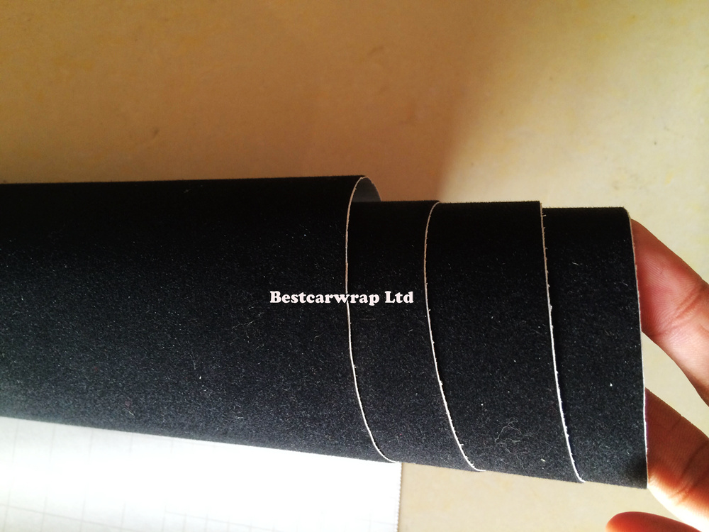 Black Velvet suede Vinyl Wrap Decal Sticker Film For car interior exterior roof covering stickers With Air Bubble Free Size:1.35x15m/roll