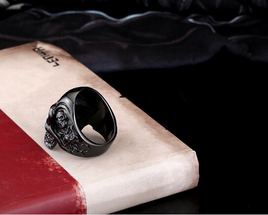 Wholesale-Drop Ship 2016 Fashion Ring Stainless Steel Rings For Man Big Tripple Skull Ring Punk Biker Jewelry